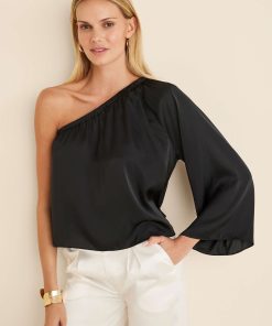 One Shoulder Top - Jet Black