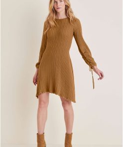 Tie Detail Mini Sweater Dress - Hazelnut