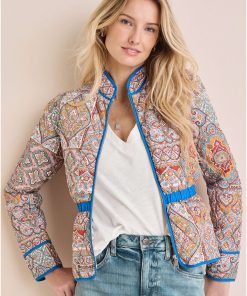 Quilted Full Zip Jacket - Medallion Golden Patchwork