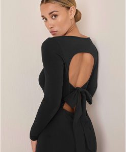 Open Back Maxi Dress - Jet Black